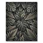 Monochrome Tropical Botanical Leaf Foliage Rug