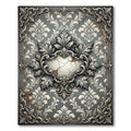 Ornate Weathered Gray Damask Scroll Rug