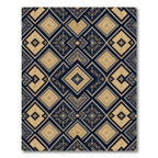 Golden Navy Medallion Diamond Composition Rug