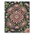 Botanical Dusty Rose Chrysanthemum Floral Medallion Rug