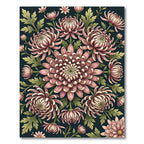 Botanical Dusty Rose Chrysanthemum Floral Medallion Rug