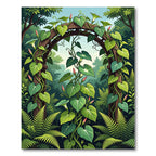 Lush Green Botanical Morning Glory Garden Rug