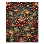 Crimson Gold Chrysanthemum Botanical Garden Rug