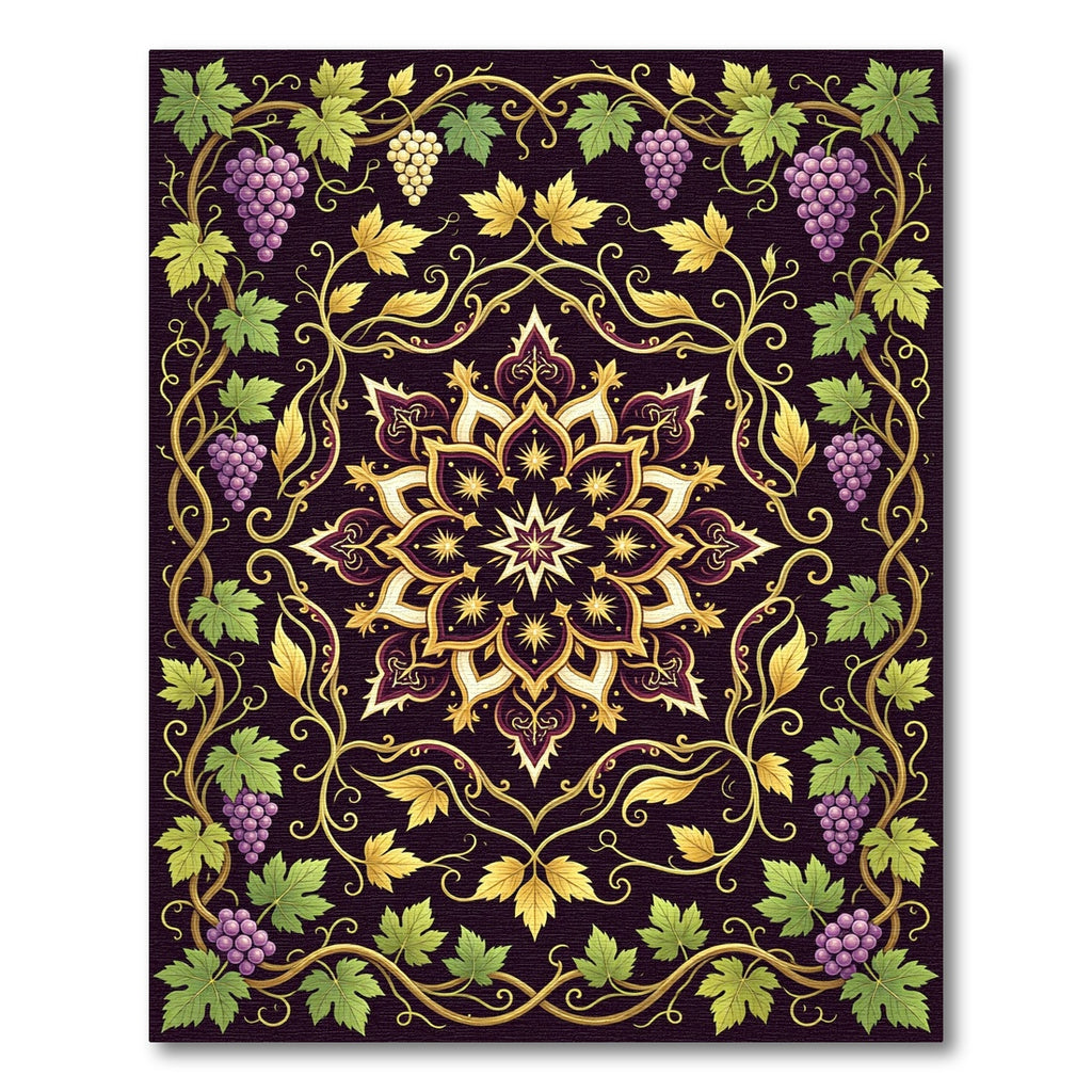 Opulent Grapevine Medallion in Deep Plum Rug