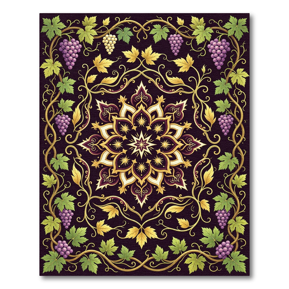 Opulent Grapevine Medallion in Deep Plum Rug