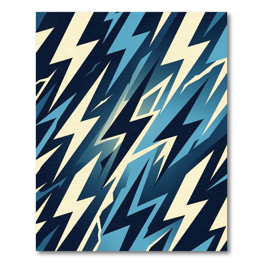 Modern Blue Geometric Lightning Bolt Rug