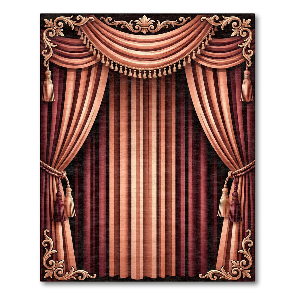 Grand Burgundy Cream Pleated Drapery Rug