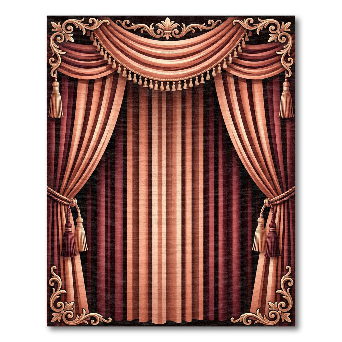 Grand Burgundy Cream Pleated Drapery Rug