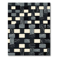 Modern Monochromatic Interwoven Stone Grid Rug