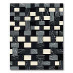 Modern Monochromatic Interwoven Stone Grid Rug
