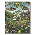 Whimsical Golden Butterfly Orchard Garden Rug