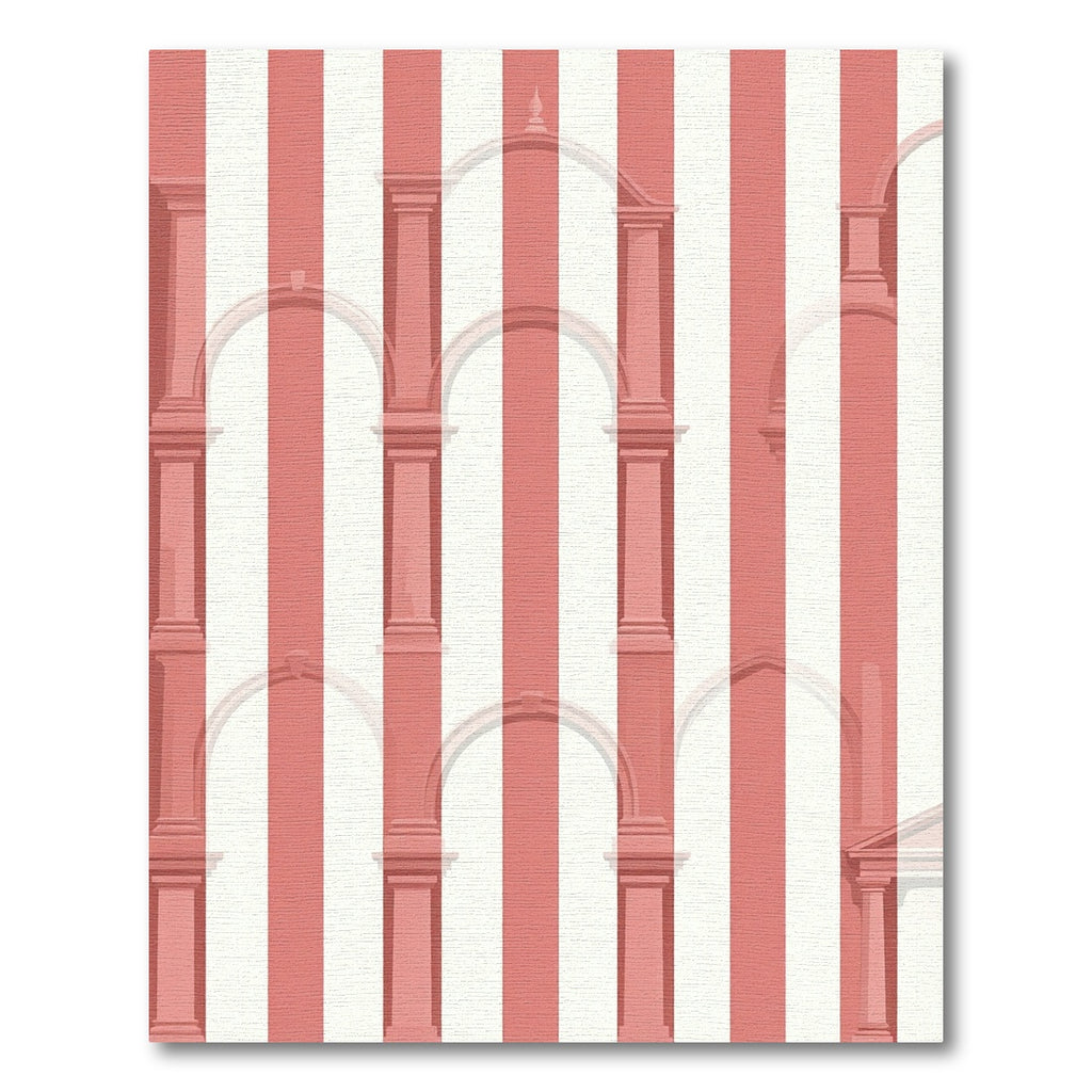 Coral Archway Stripe Architectural Design Rug