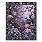 Chinoiserie Plum Blossom Peony Lotus Bird Rug