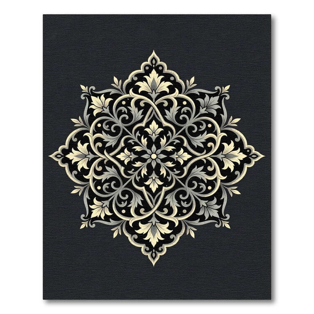 Intricate Ivory Floral Mandala Rug