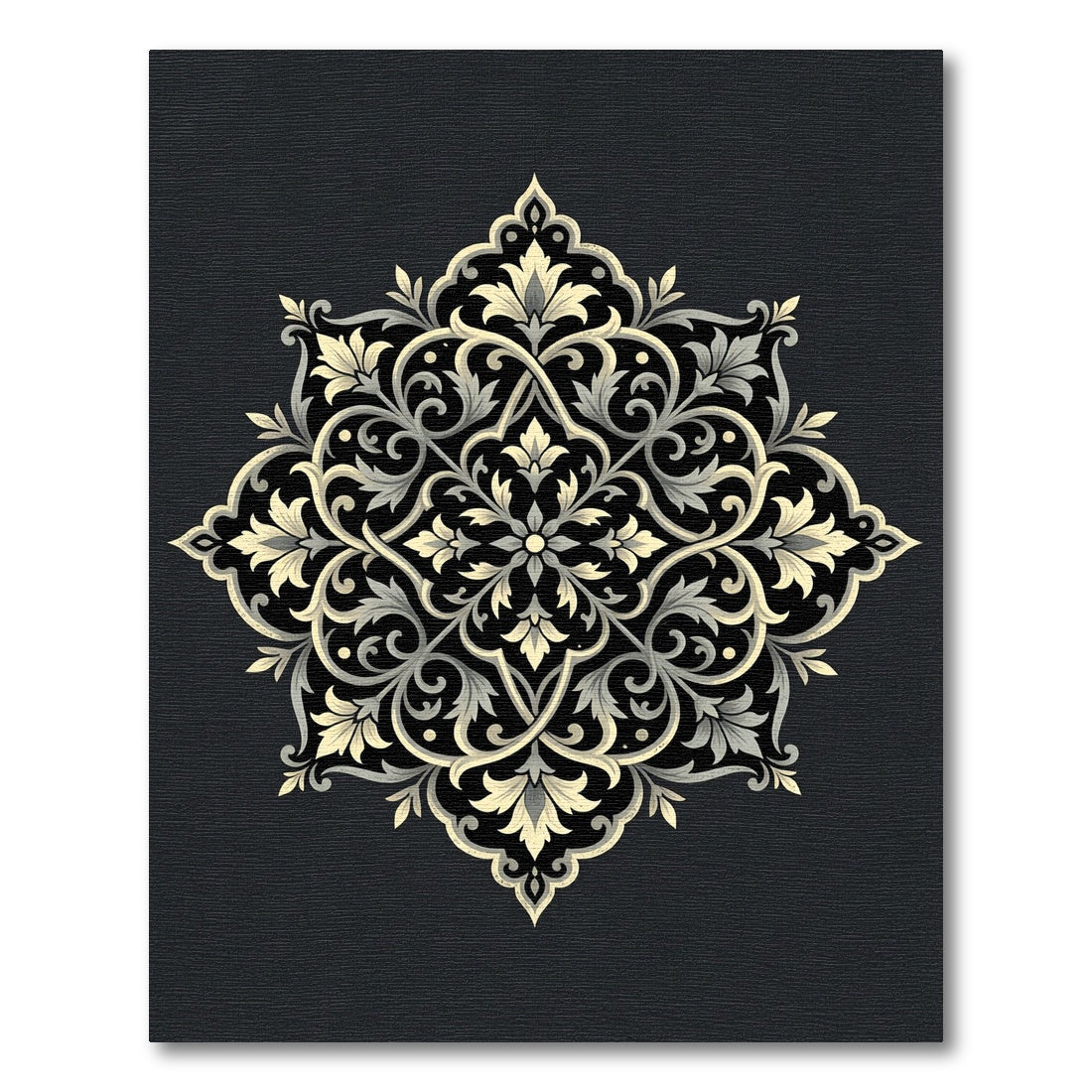 Intricate Ivory Floral Mandala Rug