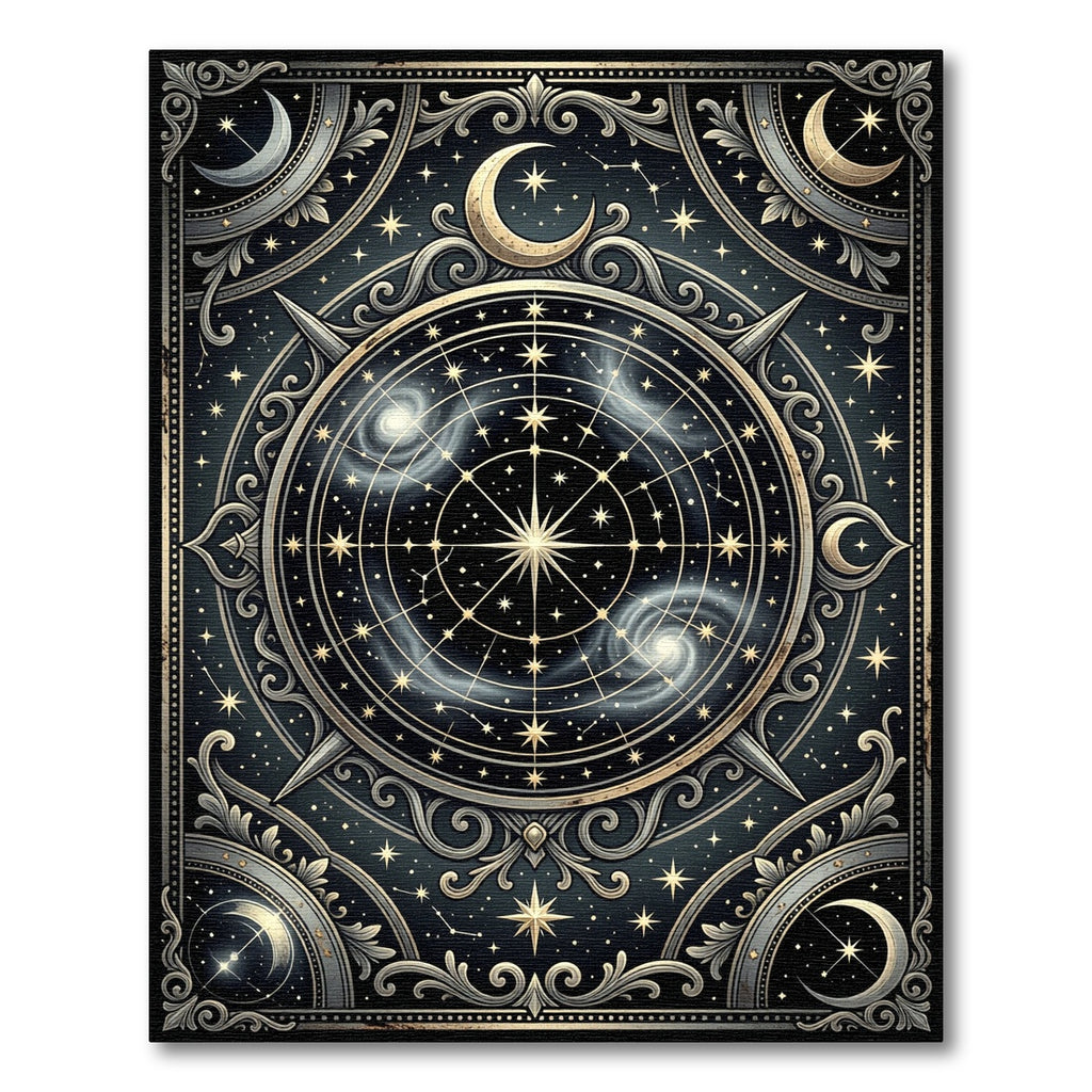 Celestial Gold Moon Astral Galaxy Rug