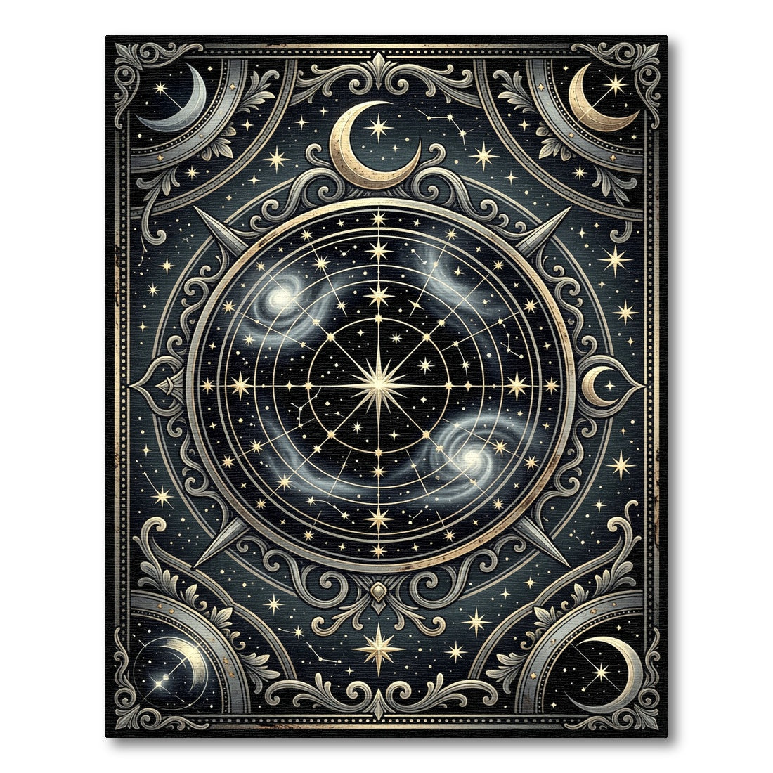 Celestial Gold Moon Astral Galaxy Rug