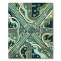 Geometric Sage Crossroad Highway Map Rug