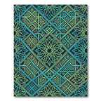 Intricate Emerald Teal Geometric Knot Rug