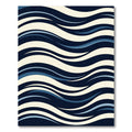 Modern Navy Blue Waving Line Rug