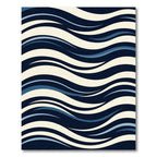 Modern Navy Blue Waving Line Rug