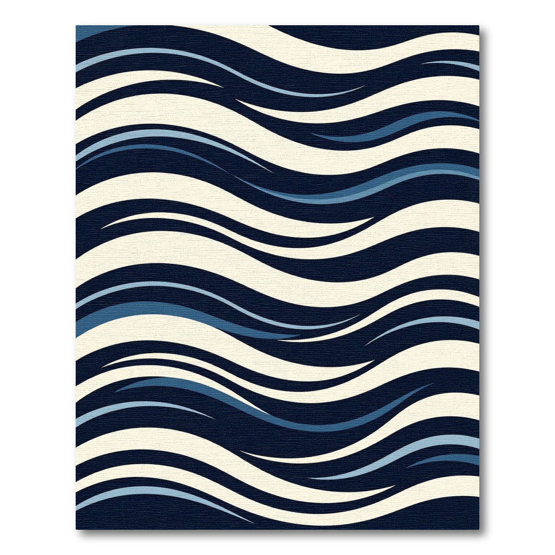 Modern Navy Blue Waving Line Rug