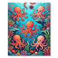 Playful Orange Octopus Coral Reef Rug