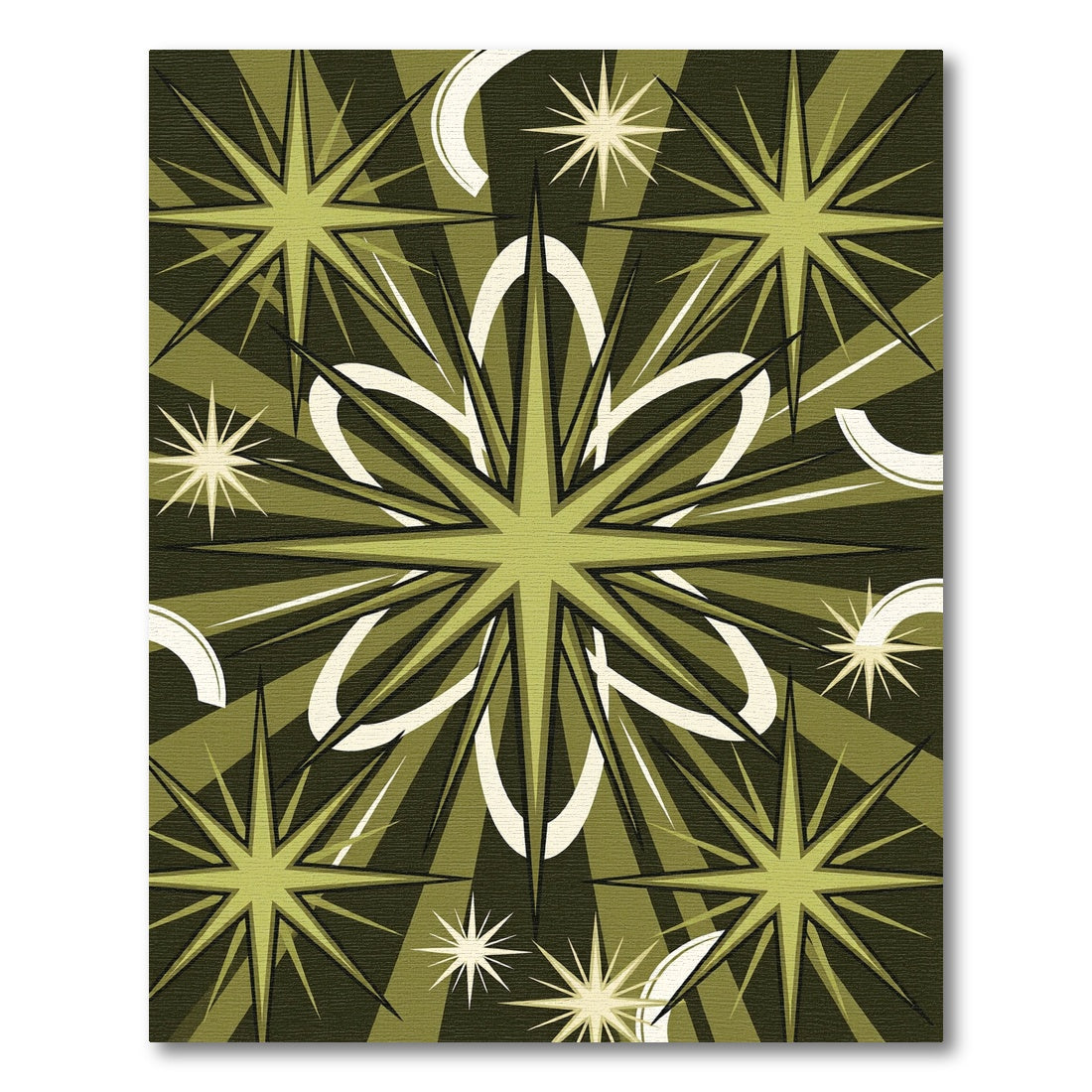 Olive Starburst Geometric Midcentury Art Rug