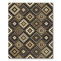 Golden Geometric Diamond Aztec Art Rug