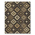 Golden Geometric Diamond Aztec Art Rug