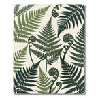 Lush Green Botanical Fern Leaf Layering Rug