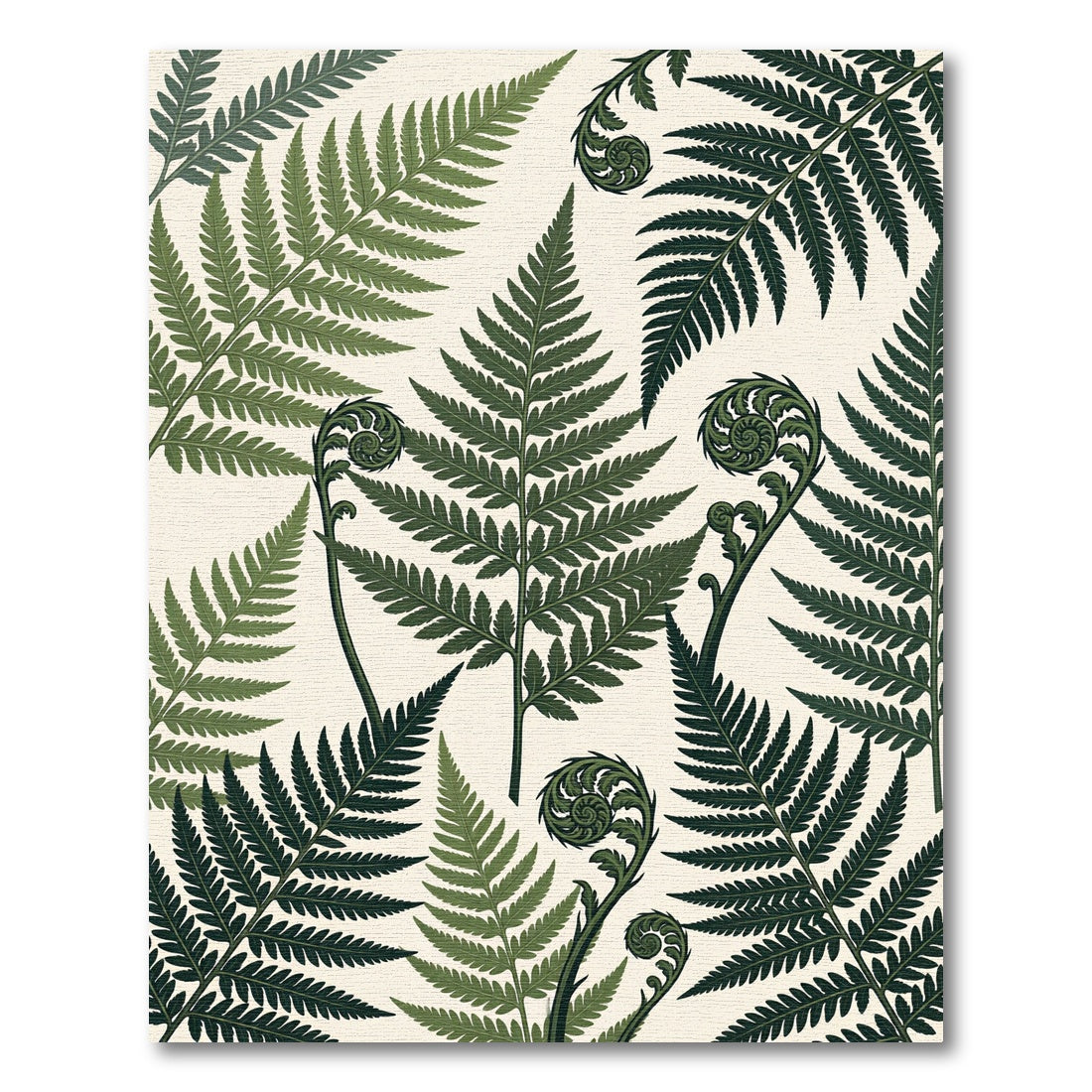 Lush Green Botanical Fern Leaf Layering Rug