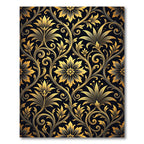 Vintage Golden Floral Scrollwork Rug