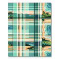 Coastal Plaid Teal Sea Shore Landscape Rug