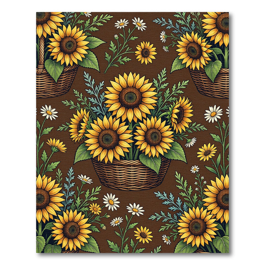 Yellow Sunflower Arrangement Mid-Century Rug