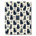 Whimsical Navy Cat Botanical Illustrations Rug