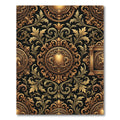 Golden Baroque Medallion Scroll Filigree Rug