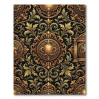 Golden Baroque Medallion Scroll Filigree Rug