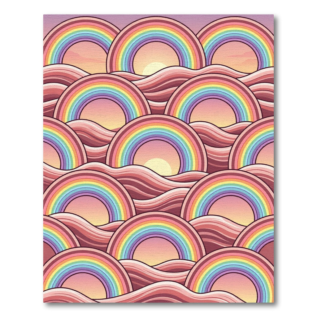 Pastel Rainbow Arch Waves Rug