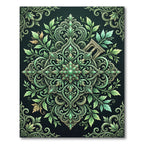 Elegant Emerald Leafy Foliage Medallion Rug