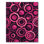 Vibrant Magenta Geometric Hexagon Layered Art Rug