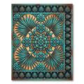 Tropical Teal Floral Medallion Art Rug