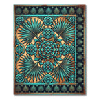 Tropical Teal Floral Medallion Art Rug