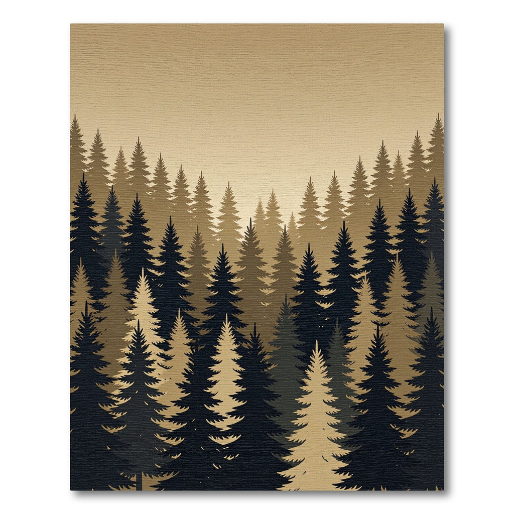 Earthy Bronze Forest Pine Silhouette Rug