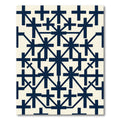 Navy Geometric Cross Grid Rug