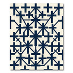 Navy Geometric Cross Grid Rug