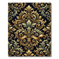 Ornate Gold Damask Filigree Scroll Rug