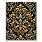 Ornate Gold Damask Filigree Scroll Rug