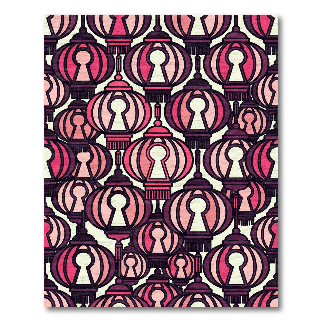 Crimson Pink Lanterns Overlay Rug