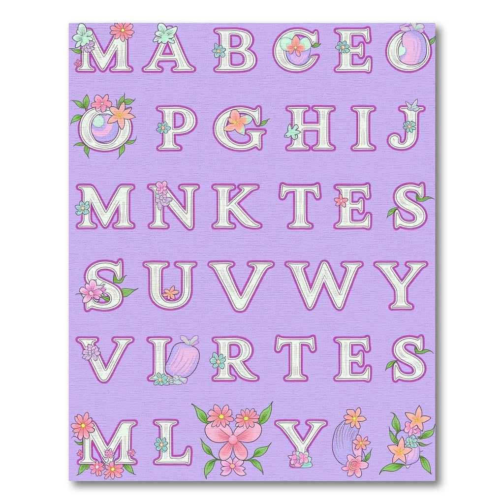 Floral Alphabet Monogram Lavender Rug